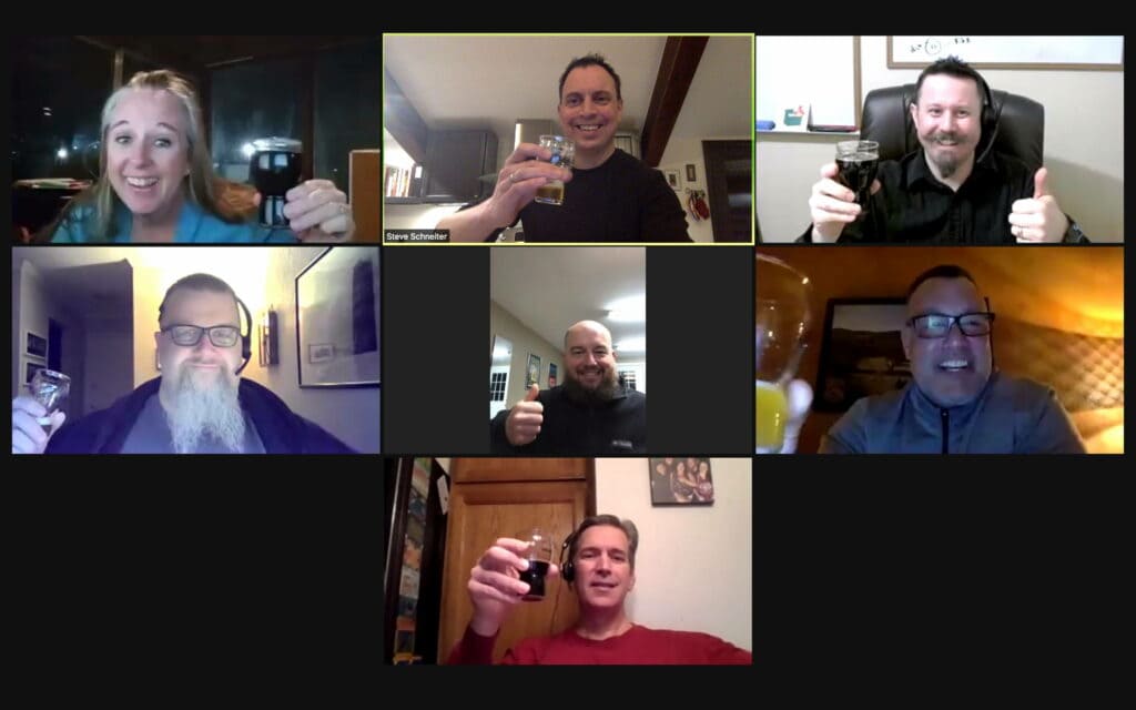 Example of what a virtual beer tasting looks like on zoom!
