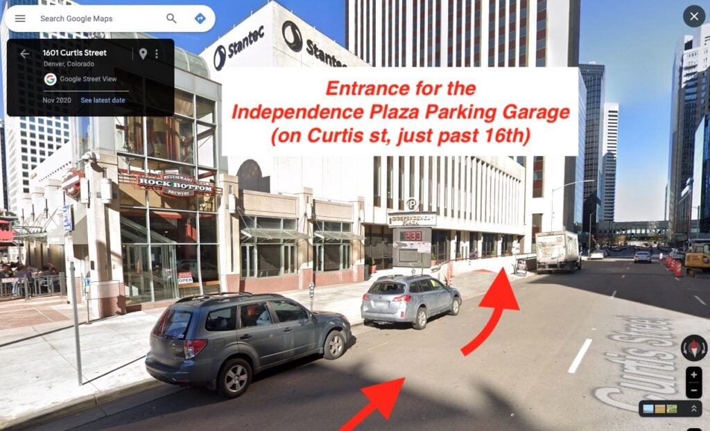 Entrance for the Independence Plaza Parking Garage